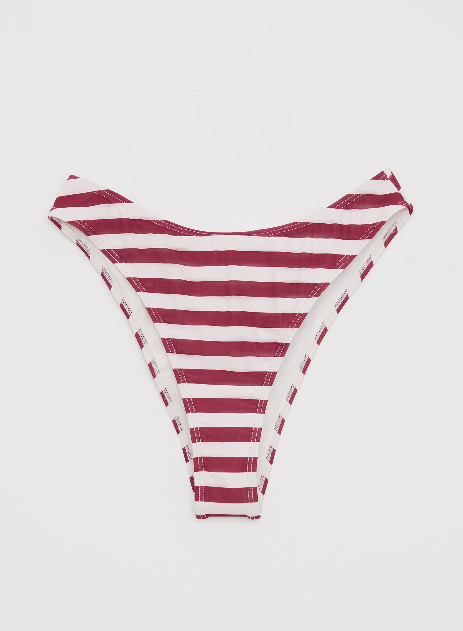 Red And White Stripe High Leg Bikini Bottom